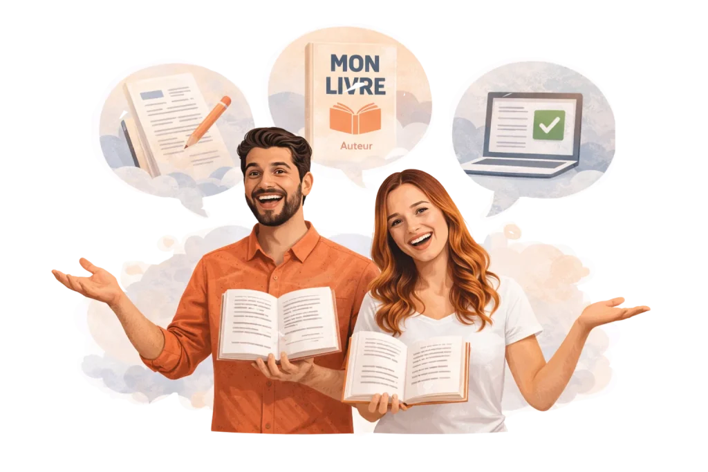 illustration d'auteurs qui vont apprendre la mise en page de leur livre